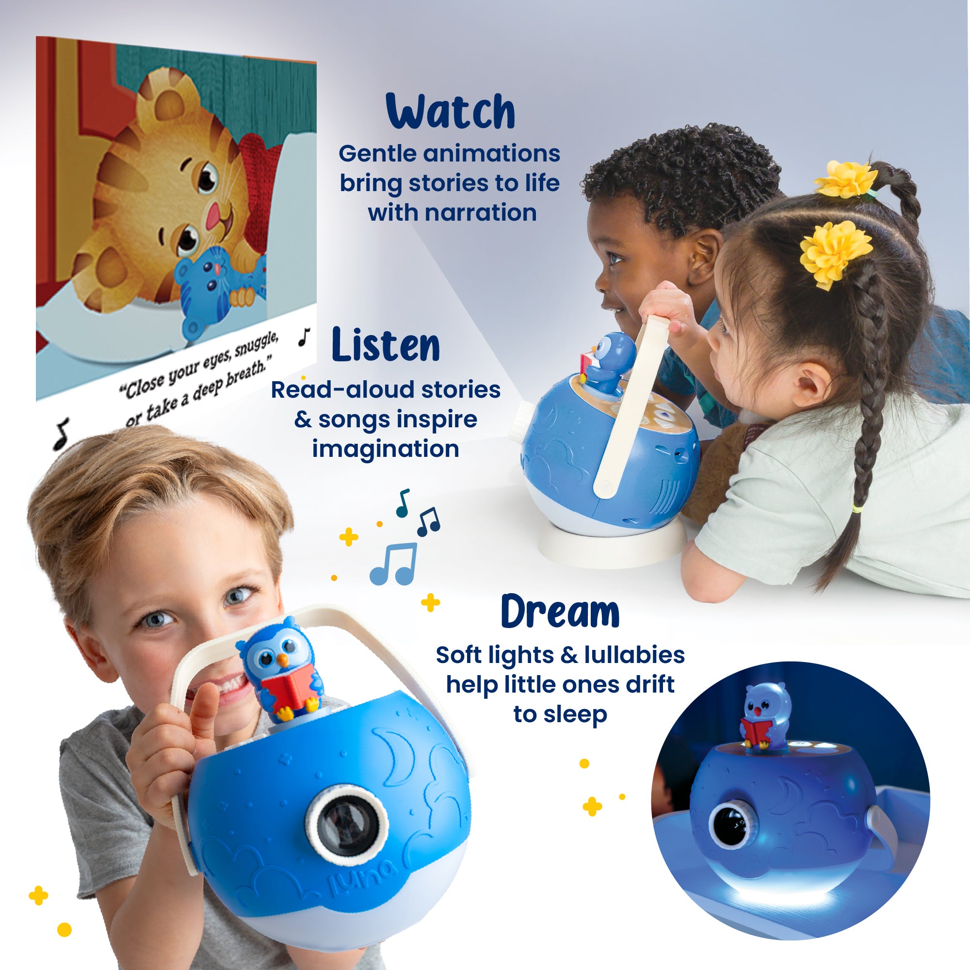 Luna StoryTime Projector Owl & Daniel Tiger Set