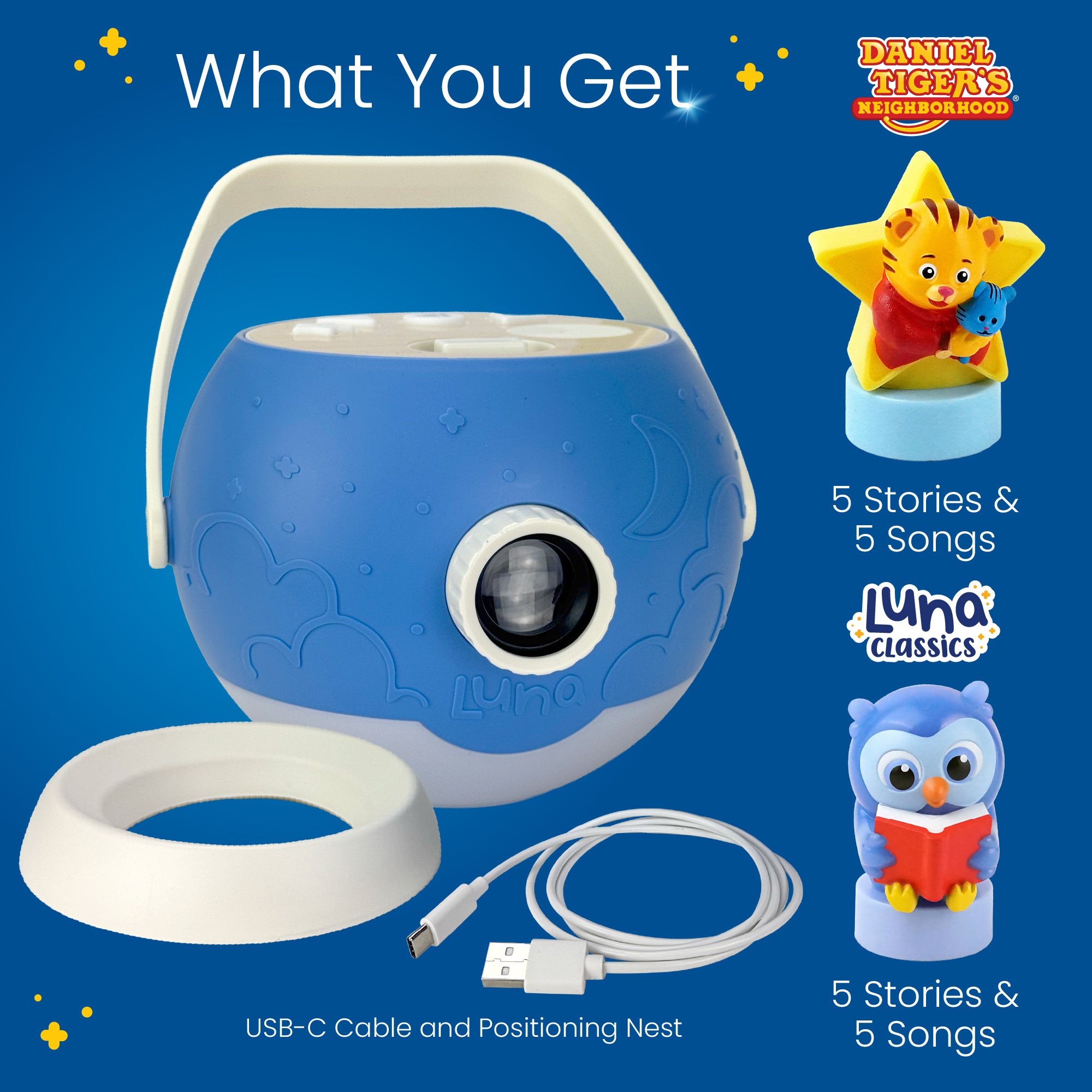 Luna StoryTime Projector Owl & Daniel Tiger Set
