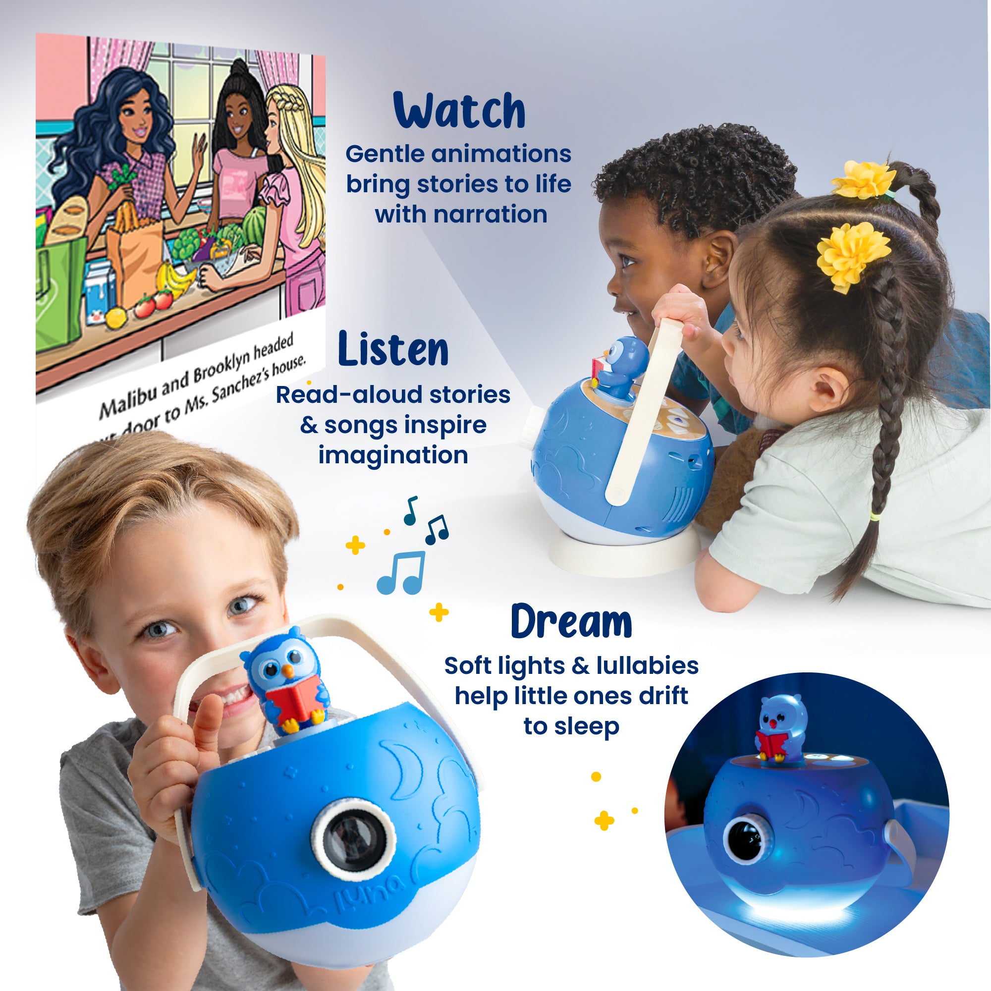 Luna StoryTime Projector Owl & Barbie Set